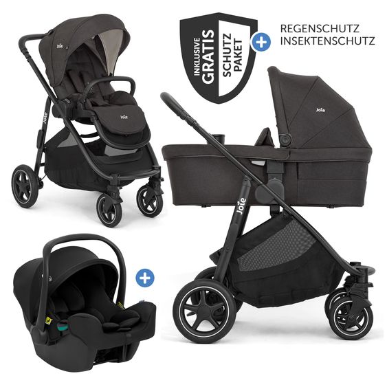 joie 3in1 Kombi-Kinderwagen-Set Versatrax bis 22 kg belastbar mit Babywanne Ramble XL, Babyschale SnugLite, Adapter & Zubehörpaket - Shale