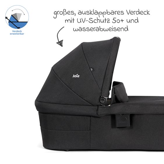 joie 3in1 Kombi-Kinderwagen-Set Versatrax bis 22 kg belastbar mit Babywanne Ramble XL, Babyschale SnugLite, Adapter & Zubehörpaket - Shale