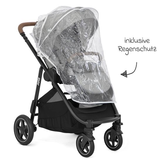 joie 3in1 Kombi-Kinderwagen-Set Versatrax bis 22 kg belastbar mit Babywanne Ramble XL, Babyschale SnugLite, Adapter & Zubehörpaket - Shale