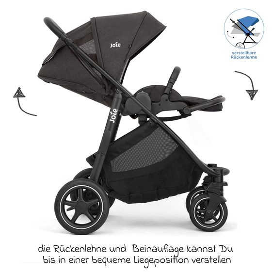 joie 3in1 Kombi-Kinderwagen-Set Versatrax bis 22 kg belastbar mit Babywanne Ramble XL, Babyschale SnugLite, Adapter & Zubehörpaket - Shale