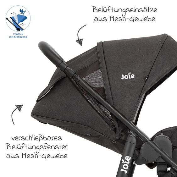 joie 3in1 Kombi-Kinderwagen-Set Versatrax bis 22 kg belastbar mit Babywanne Ramble XL, Babyschale SnugLite, Adapter & Zubehörpaket - Shale