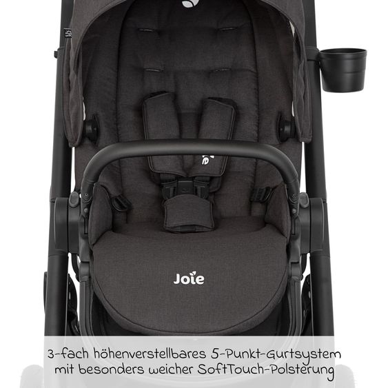 joie 3in1 Kombi-Kinderwagen-Set Versatrax bis 22 kg belastbar mit Babywanne Ramble XL, Babyschale SnugLite, Adapter & Zubehörpaket - Shale