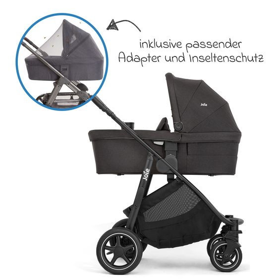 joie 3in1 Kombi-Kinderwagen-Set Versatrax bis 22 kg belastbar mit Babywanne Ramble XL, Babyschale SnugLite, Adapter & Zubehörpaket - Shale