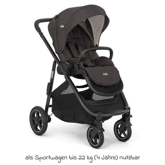 joie 3in1 Kombi-Kinderwagen-Set Versatrax bis 22 kg belastbar mit Babywanne Ramble XL, Babyschale SnugLite, Adapter & Zubehörpaket - Shale
