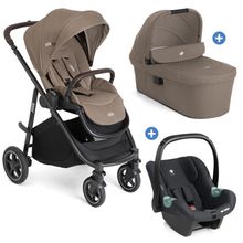 3in1 Combi Stroller Set Versatrax up to 22 kg load capacity with Ramble XL carrycot, Tulip infant car seat & adapter - Cashew