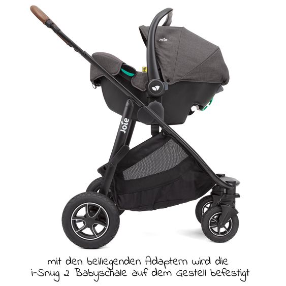 joie 3in1 Kombi-Kinderwagen-Set Versatrax bis 22 kg belastbar - umsetzbare Sitzeinheit, Babywanne Ramble XL, Babyschale i-Snug 2 & Adapter - Cycle Collection - Shell Gray