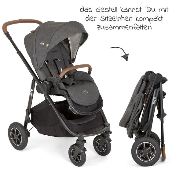 joie 3in1 Kombi-Kinderwagen-Set Versatrax bis 22 kg belastbar - umsetzbare Sitzeinheit, Babywanne Ramble XL, Babyschale i-Snug 2 & Adapter - Cycle Collection - Shell Gray