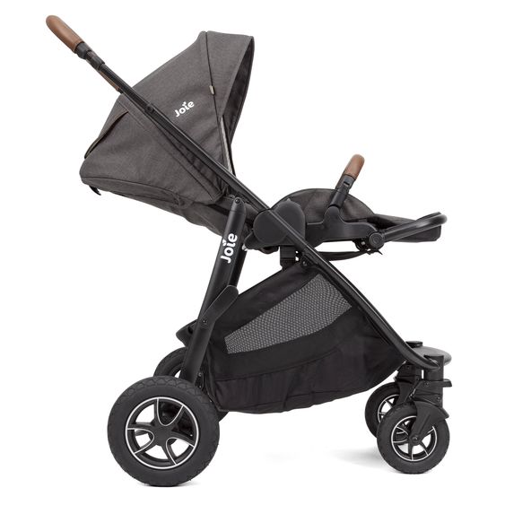 joie 3in1 Kombi-Kinderwagen-Set Versatrax bis 22 kg belastbar - umsetzbare Sitzeinheit, Babywanne Ramble XL, Babyschale i-Snug 2 & Adapter - Cycle Collection - Shell Gray