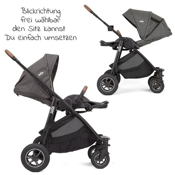 joie 3in1 Kombi-Kinderwagen-Set Versatrax bis 22 kg belastbar - umsetzbare Sitzeinheit, Babywanne Ramble XL, Babyschale i-Snug 2 & Adapter - Cycle Collection - Shell Gray