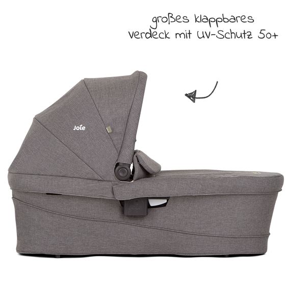 joie 3in1 Kombi-Kinderwagen-Set Versatrax bis 22 kg belastbar - umsetzbare Sitzeinheit, Babywanne Ramble XL, Babyschale i-Snug 2 & Adapter - Cycle Collection - Shell Gray