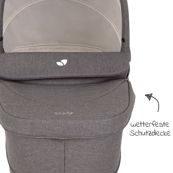 joie 3in1 Kombi-Kinderwagen-Set Versatrax bis 22 kg belastbar - umsetzbare Sitzeinheit, Babywanne Ramble XL, Babyschale i-Snug 2 & Adapter - Cycle Collection - Shell Gray