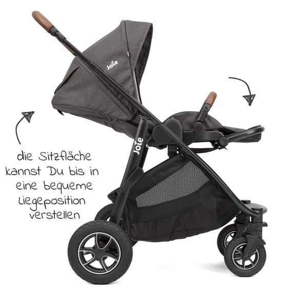 joie 3in1 Kombi-Kinderwagen-Set Versatrax bis 22 kg belastbar - umsetzbare Sitzeinheit, Babywanne Ramble XL, Babyschale i-Snug 2 & Adapter - Cycle Collection - Shell Gray