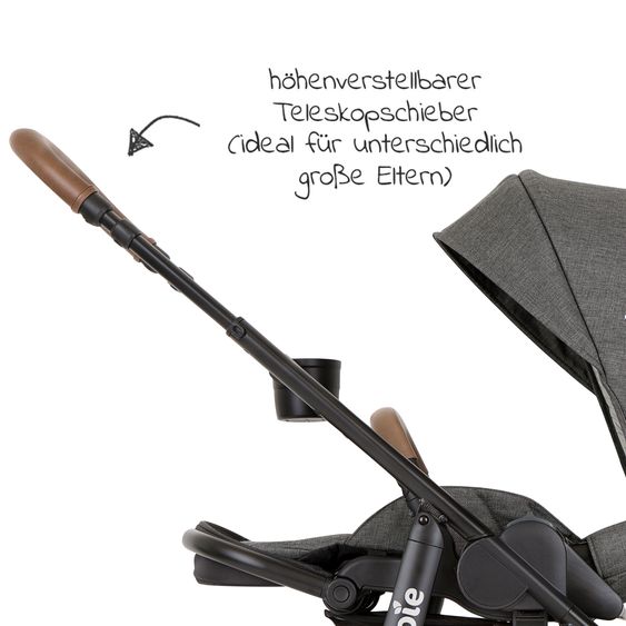 joie 3in1 Kombi-Kinderwagen-Set Versatrax bis 22 kg belastbar - umsetzbare Sitzeinheit, Babywanne Ramble XL, Babyschale i-Snug 2 & Adapter - Cycle Collection - Shell Gray