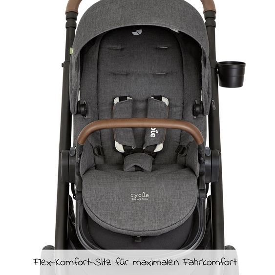 joie 3in1 Kombi-Kinderwagen-Set Versatrax bis 22 kg belastbar - umsetzbare Sitzeinheit, Babywanne Ramble XL, Babyschale i-Snug 2 & Adapter - Cycle Collection - Shell Gray