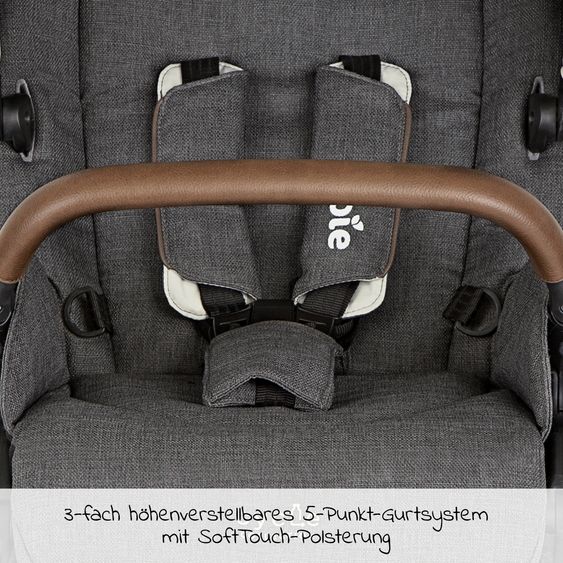 joie 3in1 Kombi-Kinderwagen-Set Versatrax bis 22 kg belastbar - umsetzbare Sitzeinheit, Babywanne Ramble XL, Babyschale i-Snug 2 & Adapter - Cycle Collection - Shell Gray