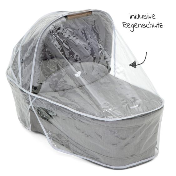 joie 3in1 Kombi-Kinderwagen-Set Versatrax E mit Babyschale, Babywanne, Getränkehalter, Adapter & Regenschutz - Gray Flannel