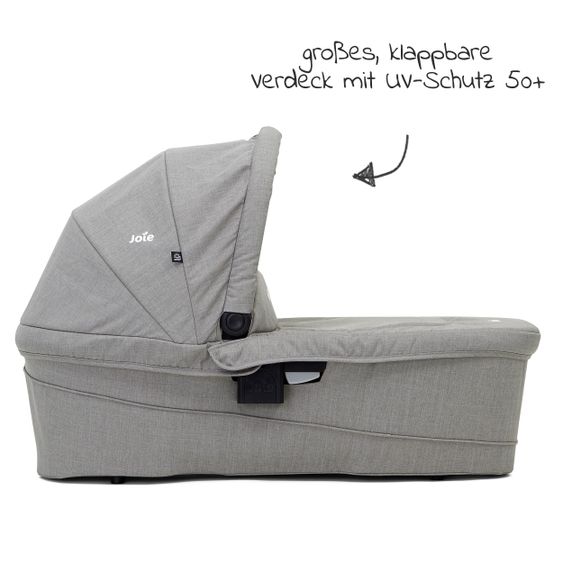 joie 3in1 Kombi-Kinderwagen-Set Versatrax E mit Babyschale, Babywanne, Getränkehalter, Adapter & Regenschutz - Gray Flannel