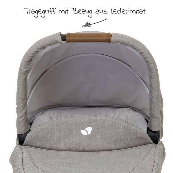 joie 3in1 Kombi-Kinderwagen-Set Versatrax E mit Babyschale, Babywanne, Getränkehalter, Adapter & Regenschutz - Gray Flannel