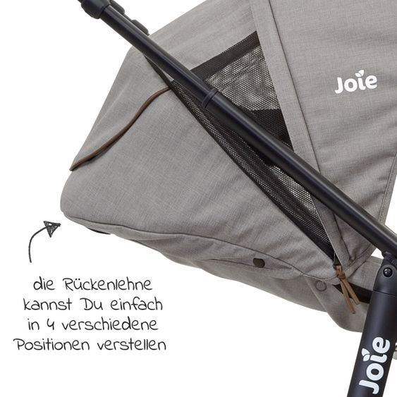 joie 3in1 Kombi-Kinderwagen-Set Versatrax E mit Babyschale, Babywanne, Getränkehalter, Adapter & Regenschutz - Gray Flannel