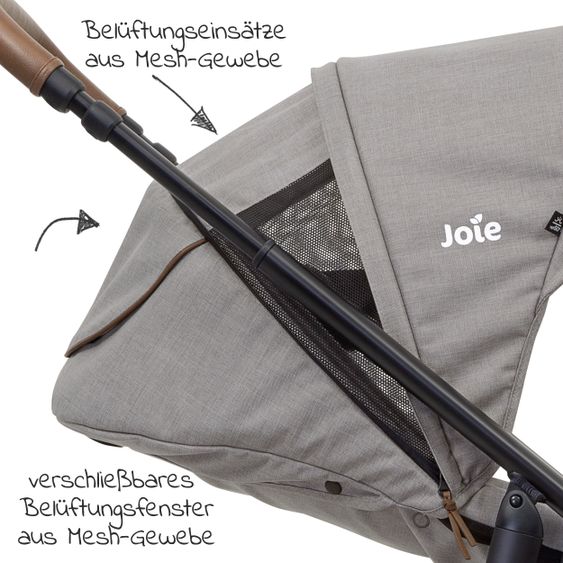 joie 3in1 Kombi-Kinderwagen-Set Versatrax E mit Babyschale, Babywanne, Getränkehalter, Adapter & Regenschutz - Gray Flannel