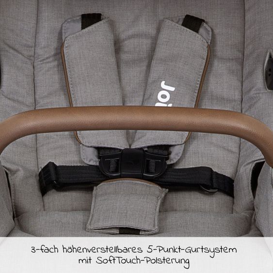 joie 3in1 Kombi-Kinderwagen-Set Versatrax E mit Babyschale, Babywanne, Getränkehalter, Adapter & Regenschutz - Gray Flannel