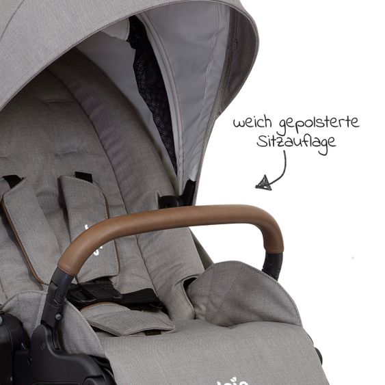 joie 3in1 Kombi-Kinderwagen-Set Versatrax E mit Babyschale, Babywanne, Getränkehalter, Adapter & Regenschutz - Gray Flannel