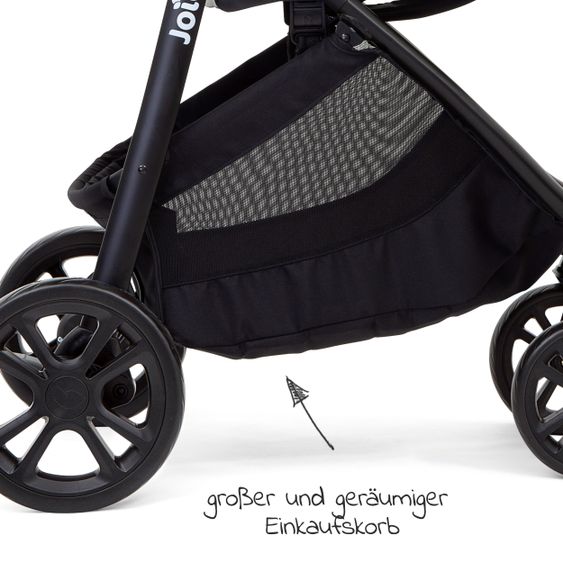 joie 3in1 Kombi-Kinderwagen-Set Versatrax E mit Babyschale, Babywanne, Getränkehalter, Adapter & Regenschutz - Gray Flannel