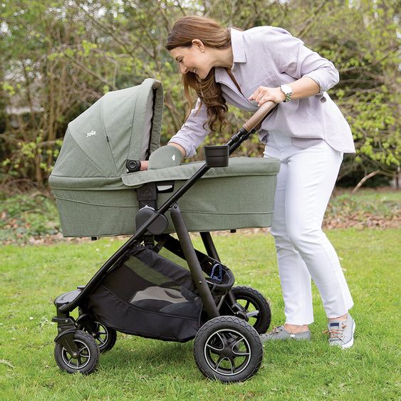 joie 3in1 Kombi-Kinderwagen-Set Versatrax E mit Babyschale, Babywanne, Getränkehalter, Adapter & Regenschutz - Gray Flannel