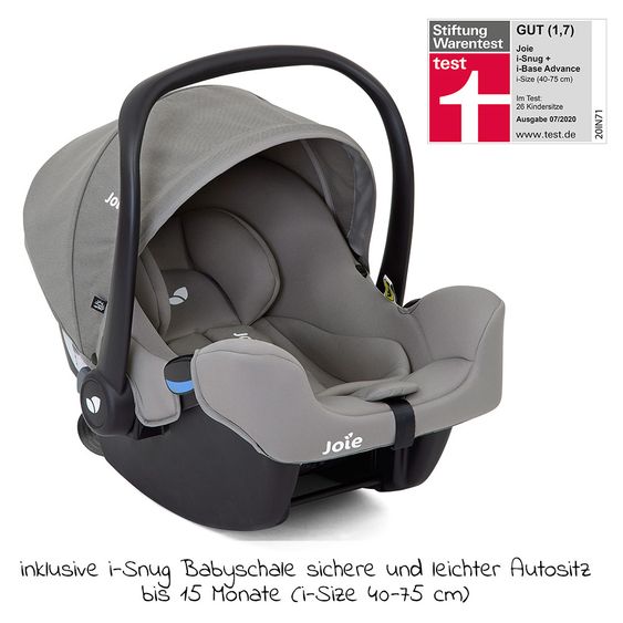 joie 3in1 Kombi-Kinderwagen-Set Versatrax E mit Babyschale, Babywanne, Getränkehalter, Adapter & Regenschutz - Gray Flannel