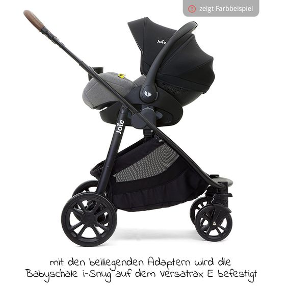 joie 3in1 Kombi-Kinderwagen-Set Versatrax E mit Babyschale, Babywanne, Getränkehalter, Adapter & Regenschutz - Gray Flannel