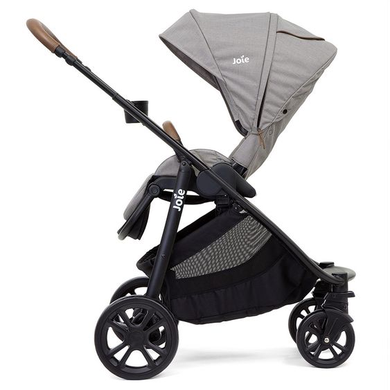 joie 3in1 Kombi-Kinderwagen-Set Versatrax E mit Babyschale, Babywanne, Getränkehalter, Adapter & Regenschutz - Gray Flannel