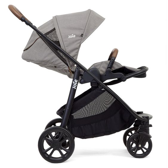 joie 3in1 Kombi-Kinderwagen-Set Versatrax E mit Babyschale, Babywanne, Getränkehalter, Adapter & Regenschutz - Gray Flannel