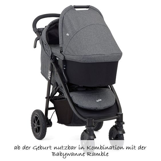 joie 4 in 1 Kinderwagen-Set Litetrax 4 Air & Babywanne & Babyschale & Isofix i-Base & Regenschutz & Adapter - Chromium