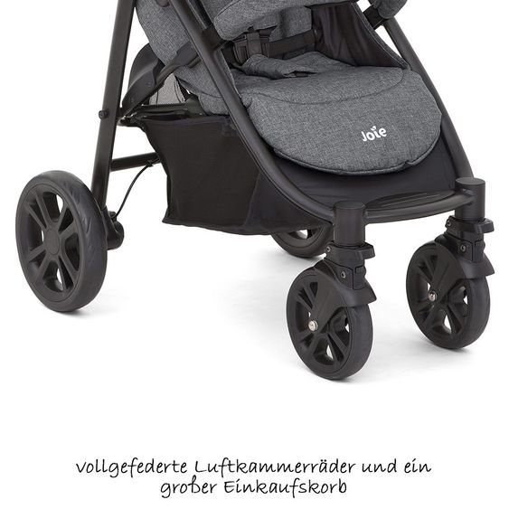 joie 4 in 1 Kinderwagen-Set Litetrax 4 & Babywanne & Babyschale & Isofix i-Base & Regenschutz & Adapter - Chromium