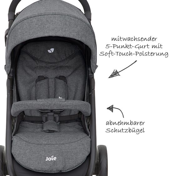 joie 4 in 1 Kinderwagen-Set Litetrax 4 & Babywanne & Babyschale & Isofix i-Base & Regenschutz & Adapter - Chromium