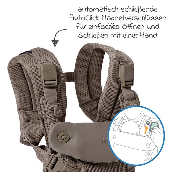 joie Marsupio 4in1 Savvy Air per neonati da 3,5 kg a 16 kg utilizzabile con 4 posizioni di trasporto e tessuto mesh - Bisque