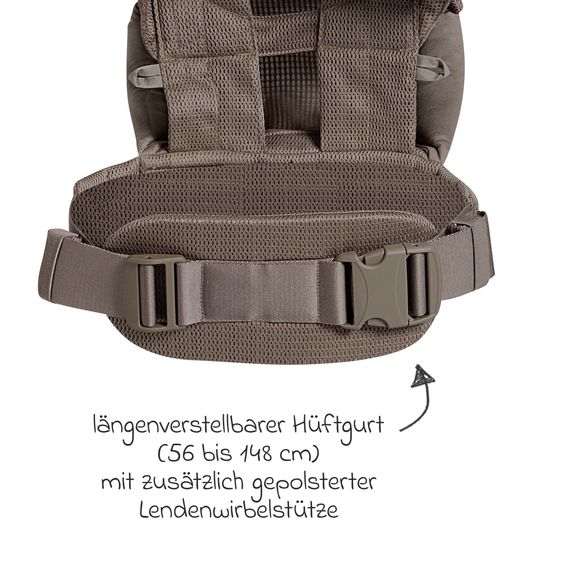 joie Marsupio 4in1 Savvy Air per neonati da 3,5 kg a 16 kg utilizzabile con 4 posizioni di trasporto e tessuto mesh - Bisque