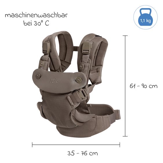 joie Marsupio 4in1 Savvy Air per neonati da 3,5 kg a 16 kg utilizzabile con 4 posizioni di trasporto e tessuto mesh - Bisque