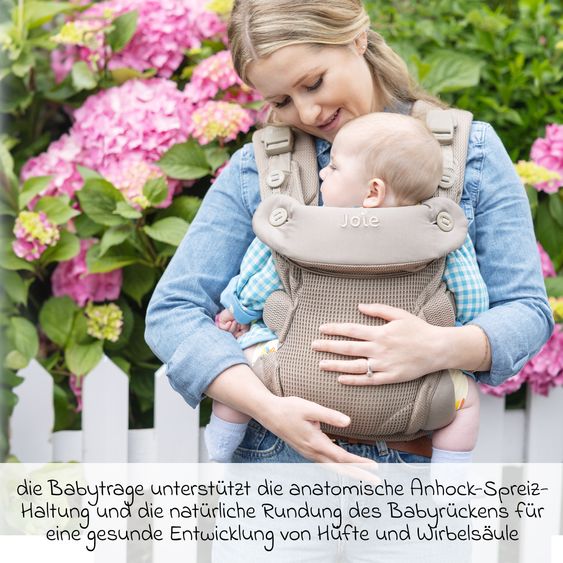 joie Marsupio 4in1 Savvy Air per neonati da 3,5 kg a 16 kg utilizzabile con 4 posizioni di trasporto e tessuto mesh - Bisque