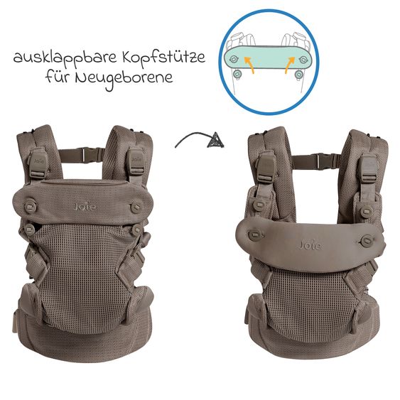 joie Marsupio 4in1 Savvy Air per neonati da 3,5 kg a 16 kg utilizzabile con 4 posizioni di trasporto e tessuto mesh - Bisque