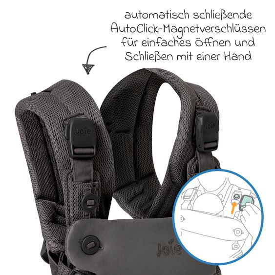 joie Marsupio 4in1 Savvy Air per neonati da 3,5 kg a 16 kg utilizzabile con 4 posizioni di trasporto e tessuto mesh - Cinder