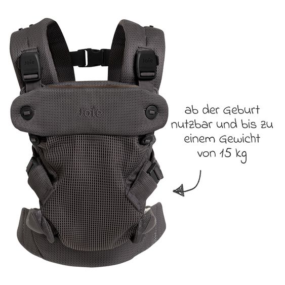 joie Marsupio 4in1 Savvy Air per neonati da 3,5 kg a 16 kg utilizzabile con 4 posizioni di trasporto e tessuto mesh - Cinder