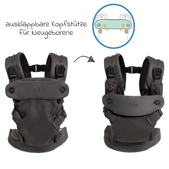 joie Marsupio 4in1 Savvy Air per neonati da 3,5 kg a 16 kg utilizzabile con 4 posizioni di trasporto e tessuto mesh - Cinder