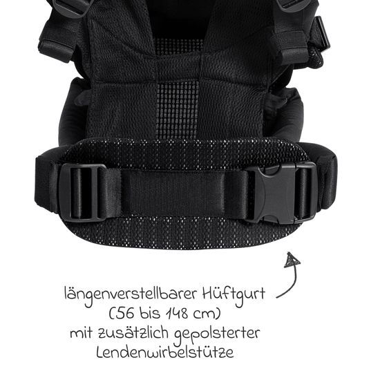 joie Marsupio 4in1 Savvy Air per neonati da 3,5 kg a 16 kg utilizzabile con 4 posizioni di trasporto e tessuto mesh - Coal