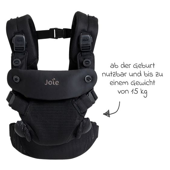 joie Marsupio 4in1 Savvy Air per neonati da 3,5 kg a 16 kg utilizzabile con 4 posizioni di trasporto e tessuto mesh - Coal