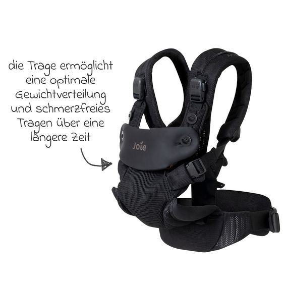 joie Marsupio 4in1 Savvy Air per neonati da 3,5 kg a 16 kg utilizzabile con 4 posizioni di trasporto e tessuto mesh - Coal