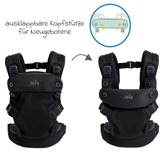 joie Marsupio 4in1 Savvy Air per neonati da 3,5 kg a 16 kg utilizzabile con 4 posizioni di trasporto e tessuto mesh - Coal
