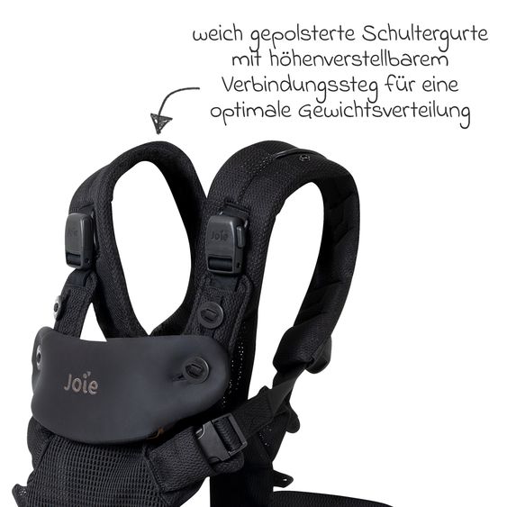 joie Marsupio 4in1 Savvy Air per neonati da 3,5 kg a 16 kg utilizzabile con 4 posizioni di trasporto e tessuto mesh - Coal