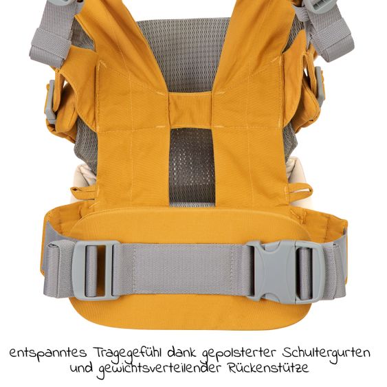 joie 4in1 Babytrage Savvy für Neugeborene ab 3,5 kg bis 16 kg einsetzbar mit 4 Tragepositionen inkl. Zubehör - Butterscotch