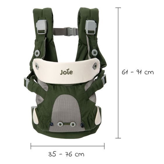 joie 4in1 Babytrage Savvy für Neugeborene ab 3,5 kg bis 16 kg einsetzbar mit 4 Tragepositionen inkl. Zubehör - Hunter